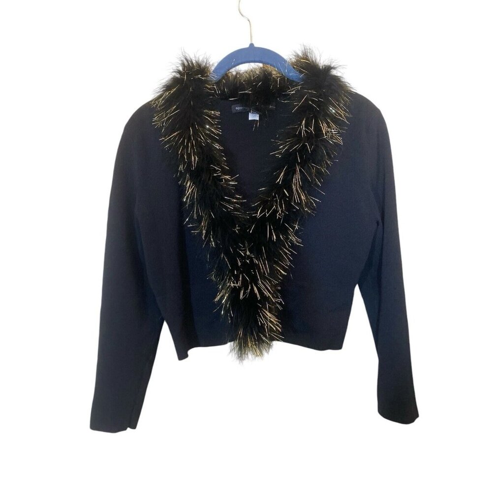 Spenser Women Cropped Sexy Cardigan Sweater Bolero Faux Grunge M Whimsigoth Y2K